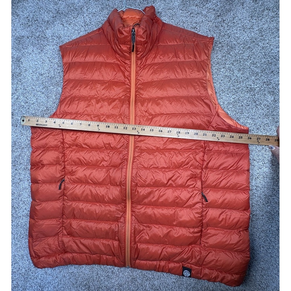 REI Co-Op Puffer Vest Down Men's Full Zip Nylon Shell Orange Pockets No Size Tag - Picture 4 of 5